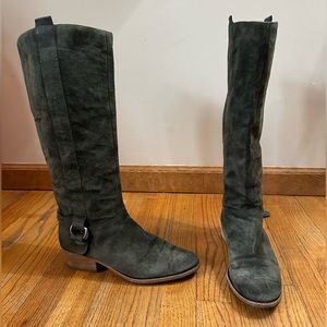 Moss green leather boots